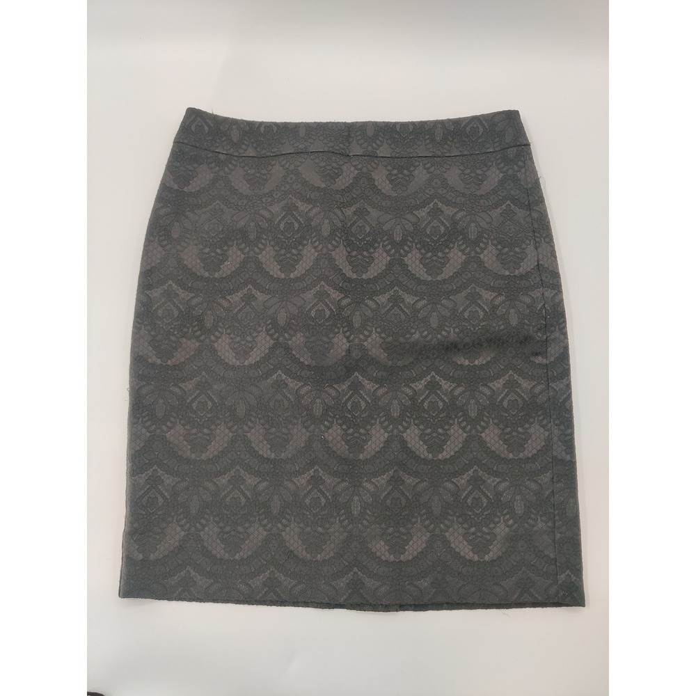 Ann Taylor Black Lace Overlay Pencil Skirt Womens Size 12 Knee Length Back Zip